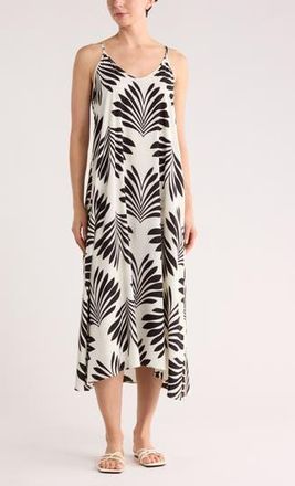Nordstrom Rack Spaghetti Strap Cover-Up Dress in Ivory Black Bloom at Nordstrom Rack, Size X-Small