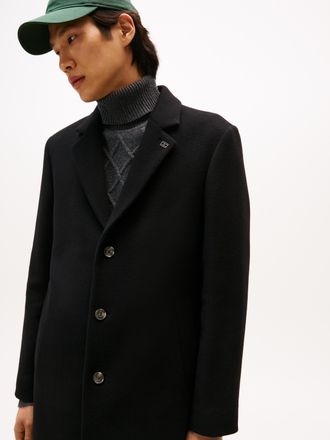 Tommy Hilfiger Wollmantel TOMMY HILFIGER WOOL MIX COAT, Herren, Gr. XXL, schwarz, Web, Obermaterial: 75% Wolle, 25% Polyamid, regular fit normal, M&auml;ntel Wollmantel, 