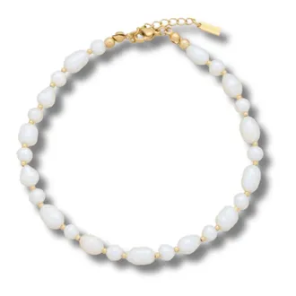 Pompeii3 Leah Pearl Anklet 18k Yellow Gold