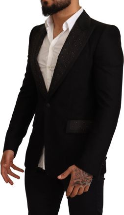 Dolce & Gabbana Mens Black Wool Slim Fit Coat Blazer Jacket Clothing