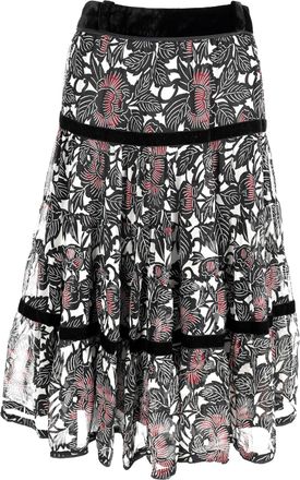 Antonio Marras Floral-Print Midi Tiered Skirt in Multicolor Silk