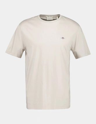 GANT Mens GANT Mens Regular Fit Short Sleeve Shield Logo T-Shirt - 215 Clay Beige - White - Size: 38