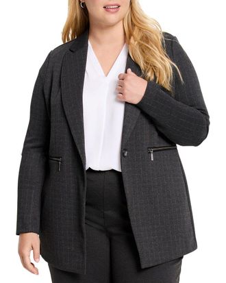 Nic+Zoe Plus Pinstripe Ponte Zip Jacket