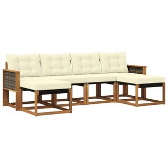 vidaXL Conjunto De Sof&aacute;s De Exterior Con Coj&iacute;n 6 Pcs Natural Y Crema Vidaxl