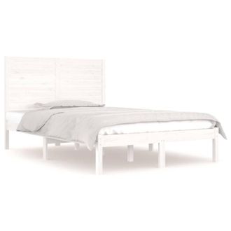 Berkfield Home Bed Frame White Solid Wood 135x190 cm Double