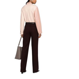 Ferragamo Virgin Wool Straight-Leg Trousers - Brown