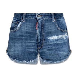 Dsquared2 Shorts met hoge taille - Dames - Denim shorts - Blauw - XS - Katoen - Korte Broeken