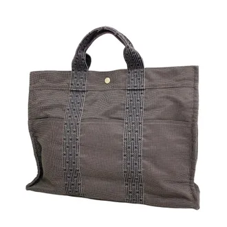 Herm&egrave;s Gray Canvas Tote Bag (Pre-Owned)