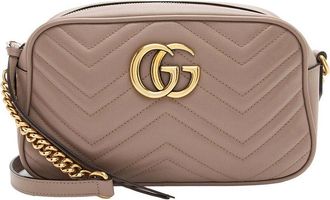 Gucci Beige Matelasse Leather Gg Marmont Small Camera Bag (Authentic Pre- Loved)