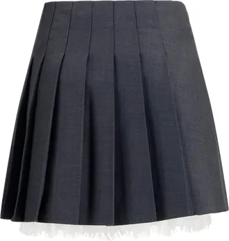 Self Portrait Womens Pleated Mini Skirt Grey Polyamide; Wool Ovis Aries