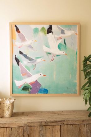 Kalalou Framed Seagulls Painting