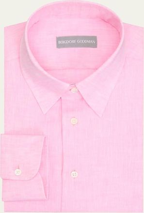 Bergdorf Goodman Mens Heathered Cotton Point-Collar Dress Shirt
