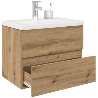 vidaXL Mueble Para Lavabo Con Lavabo Integrado Y Grifo Roble Artesanal Vidaxl