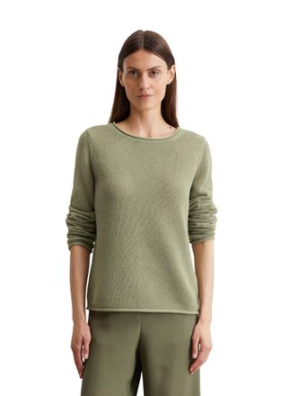 Marc O'Polo Rundhalspullover MARC OPOLO, Damen, Gr. L, smooth sage, Strick, Obermaterial: 100% Baumwolle, regular fit, Rundhals, B&uuml;ndchen, Pullover Rundhalspullov
