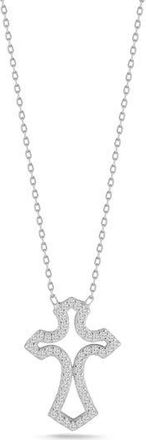 Sphera Milano Cubic Zirconia Open Cross Pendant Necklace in Silver at Nordstrom Rack