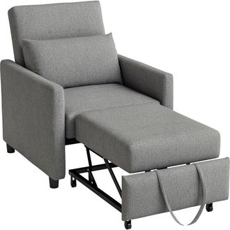 HOMCOM Homcom - Convertible Single Chair Bed with Upholstered Fabric, Grey