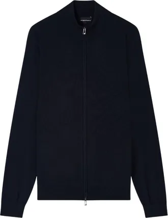 Emporio Armani Blue Solid Zip Up Jacket