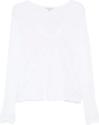 James Perse T-shirt con scollo a V a maniche lunghe - Bianco