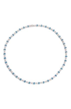 Nickho Rey Mila Necklace in Lt.blue+White/white Rhodium at Nordstrom, Size 16