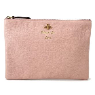 Gucci Brown Pink Leather Clutch Bag (Pre-Owned)