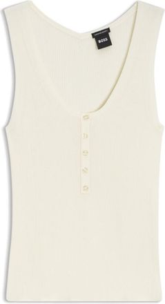 BOSS Sleeveless top in rib-knit merino wool