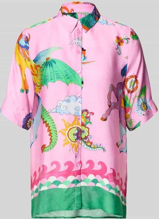 Milano Milano Italy Bluse aus Viskose mit Kentkragen in Pink, Gr&ouml;&szlig;e 36