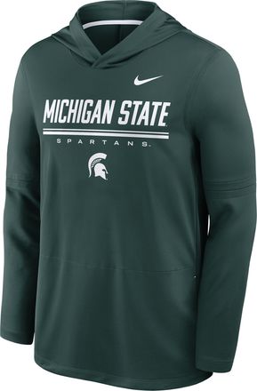 Nike Michigan State Sideline Nike Mens Dri-FIT College Long-Sleeve Hooded Top in Green | 03B9024NMST-594