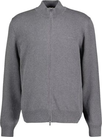 HUGO BOSS Palano-L Ritssluiting Vest - Heren - Vesten - Grijs - 2XL - Katoen - Truien & Vesten