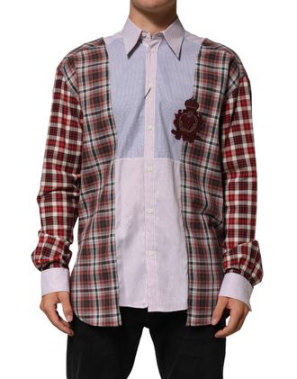 Dolce & Gabbana Mens Multicolor Cotton Collared Checkered Shirt