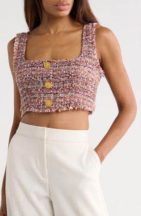 L'agence Maylin Tweed Bralette Crop Top in Mauve/Tan Multi Tweed at Nordstrom Rack, Size Xx-Large