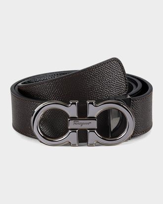 Ferragamo Gancini Adjustable Cut-to-Size Reversible Leather Belt