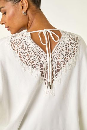 Roman Lace Back V-Neck Jumper