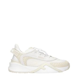 Fendi Flow Damens Sneakers aus wei&szlig;em/beigem Stoff