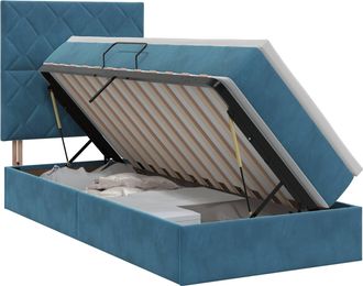 vidaXL Cama Con Almacenamiento Y Colch&oacute;n Azul Oscuro 100 X 200 Cm Vidaxl