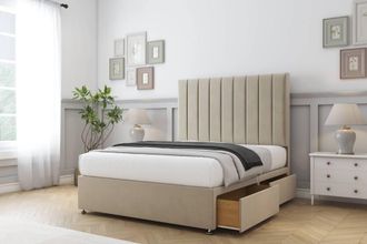 Comfort Beds Tokyo Coniston Divan Base 2 Drawers - 54 Headboard in Cream | Size: Single