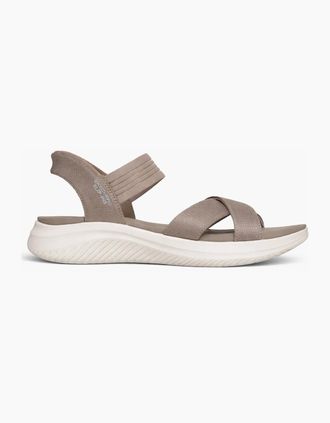 Skechers Womens Skechers ULTRA FLEX 3.0 SANDAL - NEVER Womens Ankle Strap Sandals Taupe - Brown - Size: 4.5
