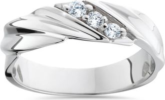 Pompeii3 Three Stone Diamond 14K White Gold Wedding Ring Size Selectable