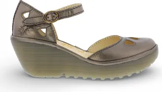 FLY London Fly London Womens Yuna Bronze Brown Leather Wedge Sandals