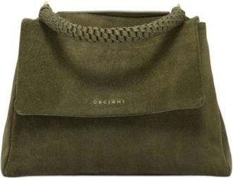Orciani Nubuck Leren Handtas met Klep Sluiting - Dames - Handtassen - Groen - ONE Size - Leer - Tassen