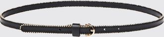 Pinko Adjustable Leather Belt with Metal Trims and Buckle