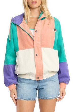 Billabong Set the Tone Hooded Corduroy Jacket in Aqua Haze at Nordstrom Rack, Size Large