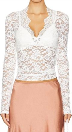 Free People All Day Lace Long Sleeve Top In Ivory