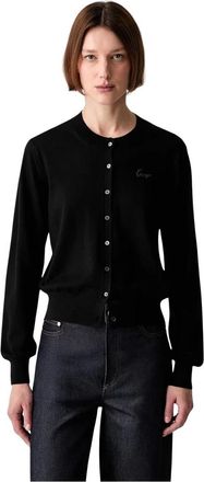 Kenzo Truien & Vesten, Dames, Zwart, L, Wol, Signature geborduurd vest