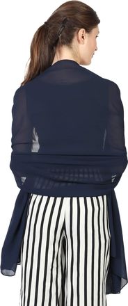 World of Shawls World of Scarf Soft Chiffon Scarves Shawls Wraps and Pashmina for Evening Party (Navy Blue)