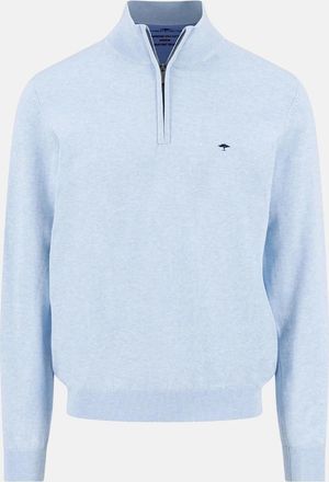 Fynch-Hatton Mens Fine Knit Cotton 1/4 Zip Sweater New Breeze - Blue - Size: 42