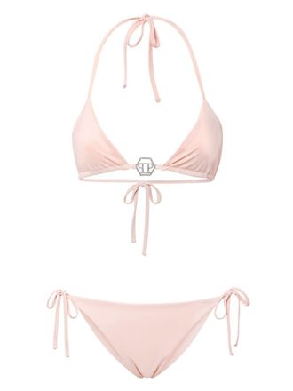 Philipp Plein Set bikini con placca logo - Rosa