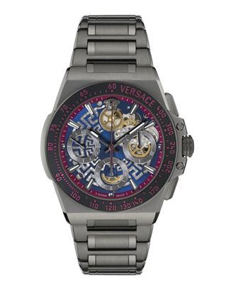 Versace Greca Extreme Chrono Skeleton Heren Horloge Gun VE0Y00225
