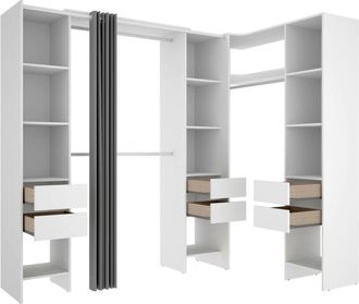 Dmora Guardaroba grande Alanno, Mobile camera da letto, Cabina armadio portabiti, Armadio appendiabiti, 234x141 h205 cm, Bianco - Dmora