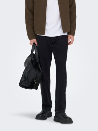 Only & Sons Regular-fit-Jeans ONLY & SONS ONSEDGE STRAIGHT JAX BOX TAI DNM NOOS, Herren, Gr. 28, L&auml;nge 30, washed schwarz, Denim/Jeans, Obermaterial: 100% Baumwol