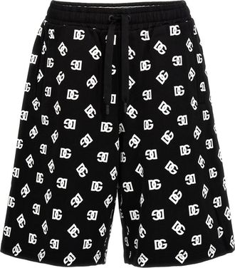 Dolce & Gabbana BlackWhite All Over Logo Bermuda Shorts
